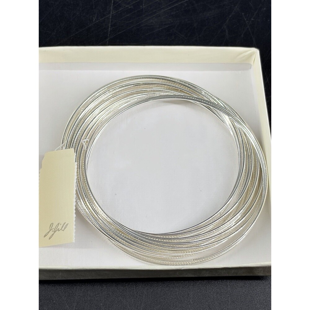 J Jill Silvertone Multi-Strand Memory Wire Coil Stack Bangle Bracelet NEW!